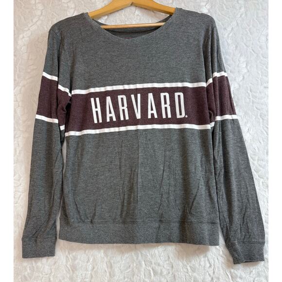 The Harvard Shop Collegiate Gray / Crimson Stripe Long Sleeve Women’s Top Small - Picture 1 of 10
